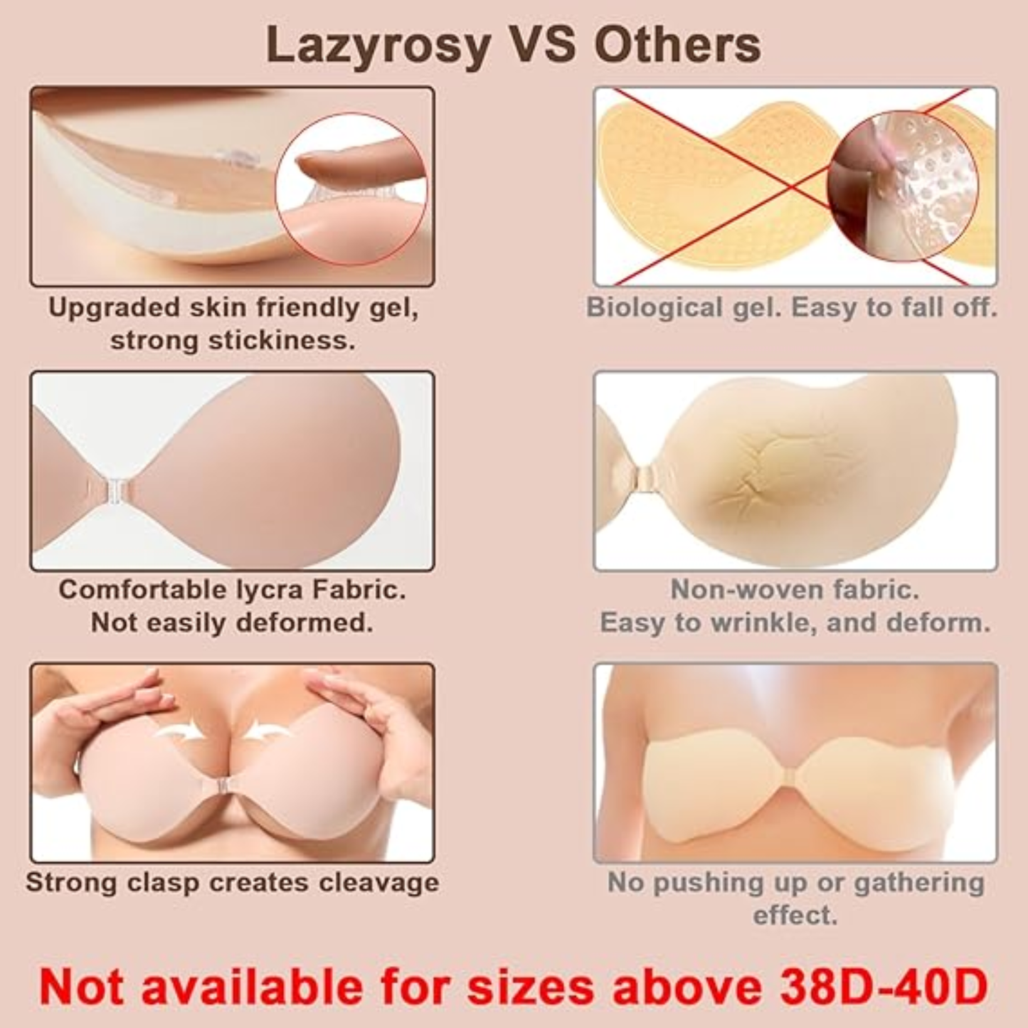 Adhesive push-up bra with open back